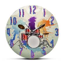 Rock Band Drum Kit Silent Non Ticking Wall Clock Drumming Drummer Home Décor Musical Art Modern Wall Watch Drum Player Gift 2024 - buy cheap