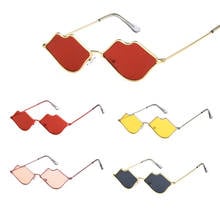 1PC Small Frame Sunglasses Women Retro Lips Mirror Metal Sun Glasses Female Vintage Brand Designer Lunette De Soleil Femme New 2024 - buy cheap