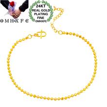 OMHXFC Wholesale BE428 European Fashion Fine Woman Girl Party Birthday Wedding Gift Simple Slim Beads 24KT Gold Bracelet Bangle 2024 - buy cheap