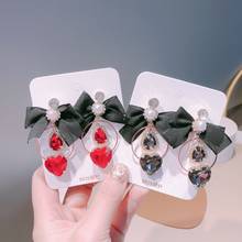 Korean Sweet  Yarn Bowknot Elegant Crystal Drop Earrings For Women Fashion Holiday Party Jewelry Gifts 2024 - buy cheap