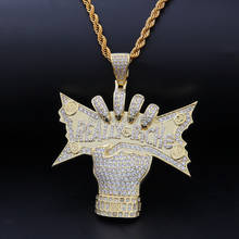 Colgante de Latón chapado en oro con circonita, signo de dólar, Hip hop, collar 2024 - compra barato