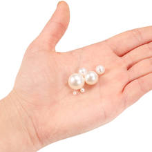 Cuentas espaciadoras de perlas de costura acrílicas, abalorios de perlas de imitación ABS, accesorios de joyería DIY, agujeros rectos blancos redondos de 3-20mm, 10-400 unids/lote 2024 - compra barato
