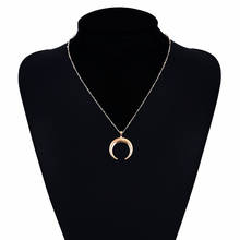 TIMEONLY Gold Horn Necklace Sweet Maxi Long Crescent Moon Necklace Double Horn Necklace for Women Girls Charm Birthday Jewelry 2024 - buy cheap