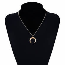 TIMEONLY-collar de Cuerno de Oro para mujer y niña, collar de Luna Media luna larga, collar de doble cuerno, joyería de cumpleaños 2024 - compra barato