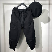 Owen Seak Men Casual Cotton Harem Pants High Street Wear Ankle Length Pants Men's Clothing Sweatpants Spring Black Pants 2024 - buy cheap