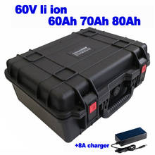 60v 60ah 70ah 80ah à prova dwaterproof água lítio li ion bateria bloco cortador de grama sightseeing carro agv empilhadeira triciclo golfe carro + 8a carregador 2024 - compre barato