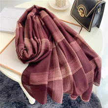 Luxury Plaid Scarf Women Cotton Pashmina Shawl Wraps Lady Headband Hijab Female Beach Stoles Bandana Wholesale 2022 Spring New 2024 - buy cheap