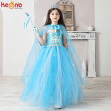 Vestido de tutú de Elsa con lentejuelas para niñas, disfraz de reina de la nieve helada, Princesa, fiesta de cumpleaños y Halloween, con capa 2024 - compra barato