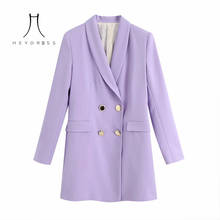 Heydress 2020 women purple long sleeve double breasted blazer office lady turn down collar jacket female chic solid outwear tops 2024 - buy cheap