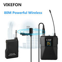 VIKEFON Professional UHF Wireless Microphone System Lavalier Lapel Mic Receiver + Transmitter for Camcorder Recorder Microphone 2024 - buy cheap