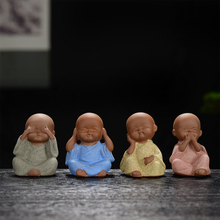 Tea Pet Decorations Can Be Raised Mini "Four Nos" Little Monk Zen Tea Set Accessories Flower Pot Decoration Purple Clay Tea Pet 2024 - buy cheap