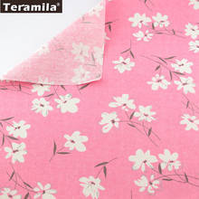 Home Textile Sewing Tissu Tablecloth Pillow TERAMILA Bag Curtain Cushion Pillow Zakka Print Pink Linen Fabric Flowers Designs CM 2024 - buy cheap