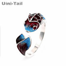 Uini-tail-Anillo de Plata de Ley 925 estilo chino, anillo abierto azul koi, joyería de la suerte, gran oferta 2024 - compra barato