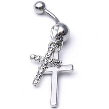 Crystal Cross Navel Piercing Belly Rings Ombligo 316L Surgical Steel Body Jewelry Sexy Belly Button Rings Gem Most Fashionable 2024 - buy cheap