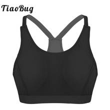 TiaoBug Women Solid Color Medium Support Padded Bra Adult Ballet Gymnastics Short Tops for Yoga Gym Sports Fitness Dance Wear 2024 - buy cheap