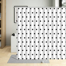 Padrão de cor bolinhas abstrata mão desenhada branco círculo cortina chuveiro à prova dwaterproof água poliéster tecido banho cortinas decoração da sua casa 2024 - compre barato