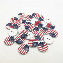 50pcs 20mm Wood DIY Round Painted USA Flag Buttons 2 Holes Sewing Crafts Scrapbooking Cardmaking 2024 - buy cheap