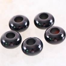 5Pcs Big Hole Beads Natural Stone 14mm Spacer Bead For Jewelry Making Earrings Women Men Ring Gem Black Onyx Bead K1006 2024 - buy cheap