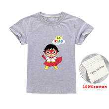 2020 crianças topos crianças roupas ryan brinquedos revisão meninas 100% algodão t camisas meninos manga curta camisetas topos verão traje 2024 - compre barato
