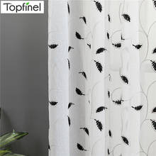 Topfinel-cortinas transparentes blancas bordadas con patrón de hojas, cortinas de tul para ventana, sala de estar, dormitorio, cocina 2024 - compra barato