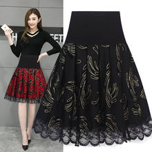 Summer Vintage Floral Skirt Women Pleated A- Line Short Skirt Elastic Waist Large Size Woman Skirts Mujer Faldas Saias Mulher 2024 - buy cheap