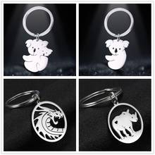 Lemegeton Cute Koala Rhinoceros Dragon Dog keychain Stainless Steel Key Ring Holder Animal key Chain Boyfriend Gift 2024 - buy cheap
