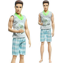 Roupa de boneca ken artesanal, camiseta masculina com estampa de desenhos animados, roupa casual de verão, calças curtas, acessórios de roupas, brinquedos de crianças 2024 - compre barato