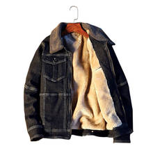 Mcikkny Men Winter Warm Denim Jackets Fur Collar Fleece Lined Thermal Outwear Coats For Male Top Clothing Size S-6XL Windbreak 2024 - buy cheap