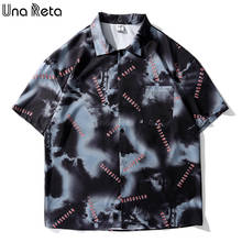 Camisa de Una Reta para hombre, ropa de calle masculina de verano con cuello vuelto, holgada, con letras estampadas Harajuku, 2021 2024 - compra barato