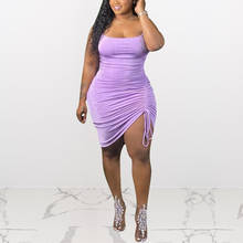 Vestido feminino espaguete, peça vestido purple roxo tamanho grande com cordão sexy midi elegante festa noturna 2024 - compre barato