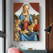 Reproducción de Leonardo da Vinci de madrina y niño con dos Ángeles, pintura al óleo famosa, lienzo, carteles artísticos e impresiones, cuadro de pared 2024 - compra barato