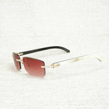 Винтажные мужские солнцезащитные очки без оправы со стразами из натурального рога буйвола, деревянные квадратные солнцезащитные очки для женщин, уличные солнцезащитные очки 2024 - купить недорого