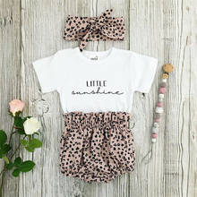 0-18M Summer Cute Baby Girls Clothes Sets 3pcs little sunshine Letter Printed Romper Flowers Shorts Headband 2024 - buy cheap