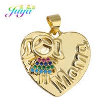 Juya DIY Rainbow Gold Love Heart Daughter Letter Mama Charms For Handmade Pendant Jewelry Making Accessories Supplies Wholesale 2024 - buy cheap