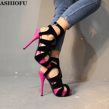 ASHIOFU Handmade Real Photos Ladies High Heel Sandals Cross-straps Party Prom Shoes Sexy Club Party Evening Fashion Sandals 2024 - buy cheap