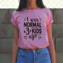 Eu era normal três crianças atrás letras imprimir camiseta feminina casual harajuku algodão t verão ao ar livre 0-neck camisetas tamanhos grandes 2024 - compre barato