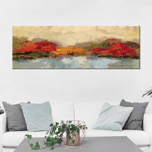 Impresión abstracta de paisaje de árbol rojo salvaje, pintura al óleo sobre lienzo, póster Pastoral moderno, imagen artística de pared para decoración del hogar y sala de estar 2024 - compra barato