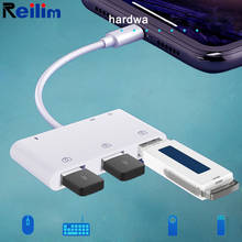 Reilim-Adaptador USB multipuerto OTG para iPhone 11, X, iOS 13, convertidor de lector de tarjeta sd para cámara lightning 6 en 1, iPadOS 13 2024 - compra barato