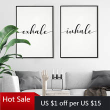 Inhale Exhale Poster Nordic Canvas Painting Quote Scandinavian Wall Decor Art Pictures For Modern Living Home Room Decorative 2024 - buy cheap