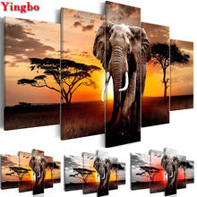 5 Pcs DIY diamond painting kits Elephan Africa Sunset Scenery diamond embroidery full drill square round rhinestone home decor 2024 - buy cheap