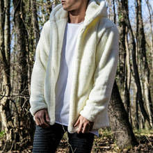 Fashion New Casual Men Winter Thick Coats Tops Fluffy Fleece Fur Jacket Hooded Coat Outerwear 2024 - buy cheap