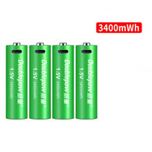 4 pçs/lote novo 1.5v aa bateria recarregável 3400mwh usb bateria de lítio recarregável carregamento rápido via micro cabo usb 2024 - compre barato