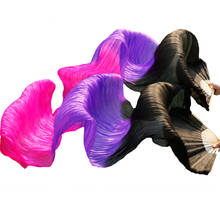Leque de dança do ventre, véu de seda tingida artesanal de alta qualidade para dança do ventre, 1 pair100 % seda real/simulação 2024 - compre barato