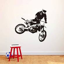 Motocross Jumps Wall Decal Vinyl  Motorcyclists Jumps Motorcycle Boys Bedroom Decor Wall Stickers Creative Home Room Decor Z734 2024 - buy cheap