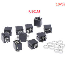 Good Quality 10Pcs PJ301M Female Audio Connector 3 Pin DIP Stereo Headphone Connector With Nut 2024 - buy cheap