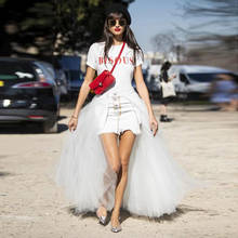 Chic White Over Wrap Tulle Skirts For Girls Summer Long Women Tulle Skirts Bridal Detachable Train Mesh Maxi Skirt 2024 - buy cheap