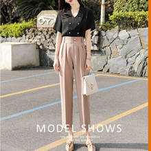 2020 New Elegant Ol Suit Pants Women Solid Harem Straight Mujer High Waist Casual Vintage Spring Autumn Office Wear Trousers M28 2024 - buy cheap
