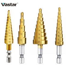 Vastar HSS Стальные титановые ступенчатые сверла, конусные инструменты, деревообрабатывающий набор сверл для дерева и металла 3-12 мм 4-12 мм 4-20 мм 3-13 мм 2024 - купить недорого