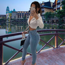 Women's Fashion Jeans Stretch Skinny Jean  Spandex Denim Hip Slim Pants  New Black Blue Trousers sexy cotton 2024 - buy cheap