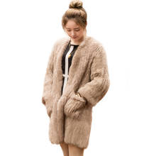 hot sell  New Genuine Rabbit Fur Coat Fashion Women Knit Real Rabbit Fur Jacket Winter Warm Natural Rabbit Fur Outwear 2024 - buy cheap
